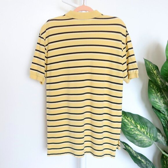 Ralph Lauren Men's Yellow & Navy Blue Striped Short Sleeve Collared Polo Shirt M - Picture 3 of 4